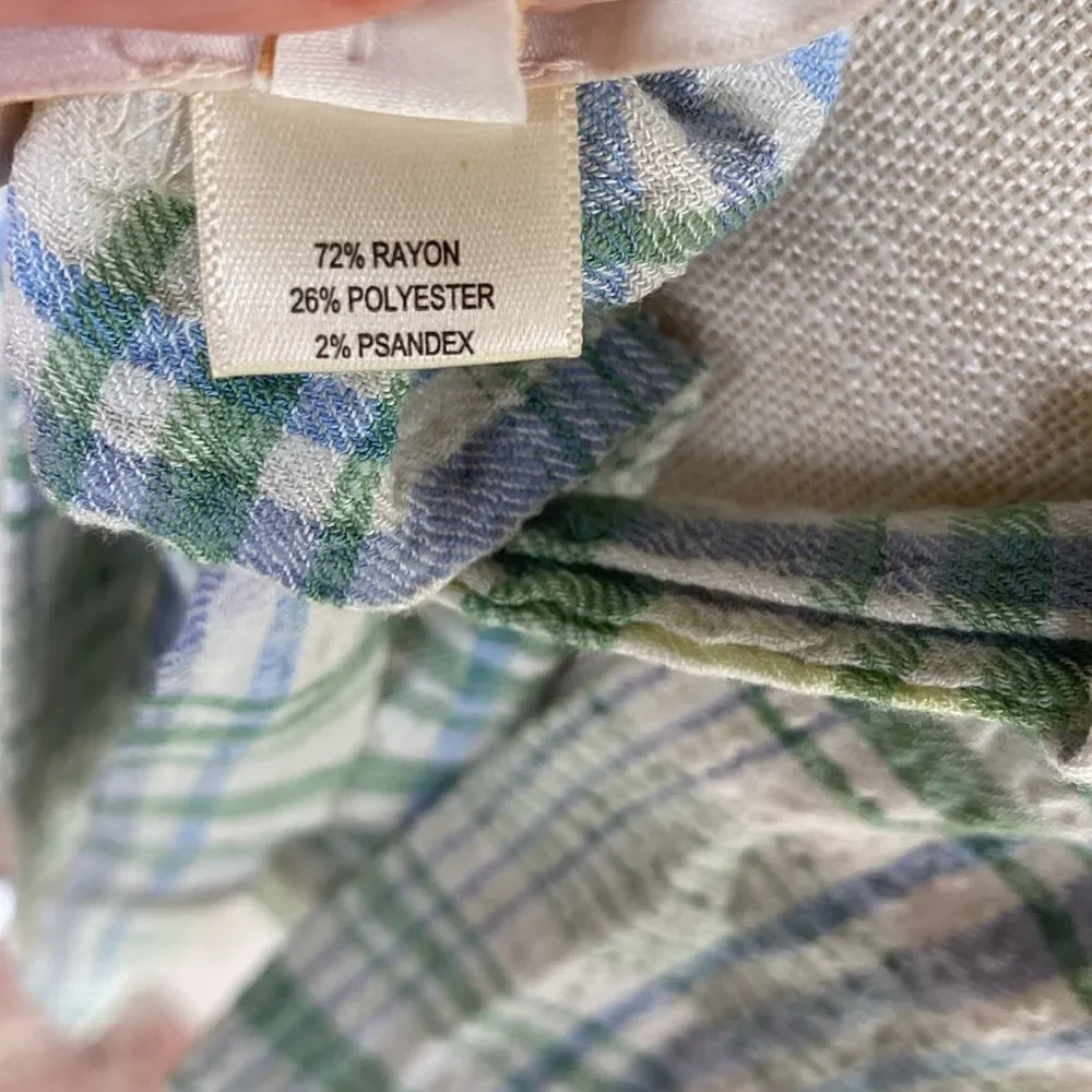 NWT Monteau Boho Plaid Smoked Halter Tie Tank Top Size: M - Picture 6 of 8
